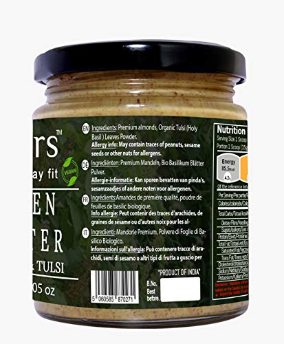 FITJARS Almond Butter with Tulsi ,200 GE Nut butters ,Crunchy Butter ,Bread Spread )