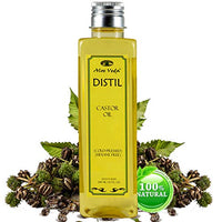 Aloe Veda Distil 100% Pure Cold-Pressed Castor Oil for Hair Growth, Skin Care, Moisturising Dry Skin, Nails, Eyelash, 200ml