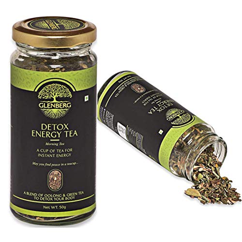Glenberg Detox Energy Tea | Green Tea for Instant Energy with Ashwagandha and Mint | 50 Gm, 25 Cups