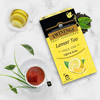 Twinings Lemon Tea, 25 Teabags, Premium Black Tea with Lemon, English Classic Taste, Light Strength, Bright and Zesty Flavor