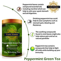 Exotic Aromas Peppermint Green Tea (200G Serves 100 cups), 100% Whole Leaf Green Tea for digestion, upset stomach & cold and flu.