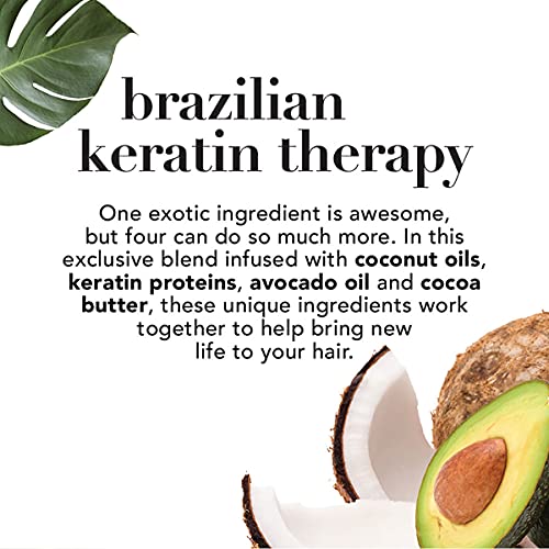 OGX Ever Straightening Brazilian Keratin Smooth Conditioner | With Coconut Oil, Keratin Proteins, Avocado Oil & Cocoa Butter, For Dry, Curly, Frizzy & Fine hair, Sulfate Free Surfactants, No Parabens, 385 ml