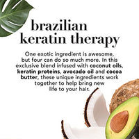 OGX Ever Straightening Brazilian Keratin Smooth Conditioner | With Coconut Oil, Keratin Proteins, Avocado Oil & Cocoa Butter, For Dry, Curly, Frizzy & Fine hair, Sulfate Free Surfactants, No Parabens, 385 ml
