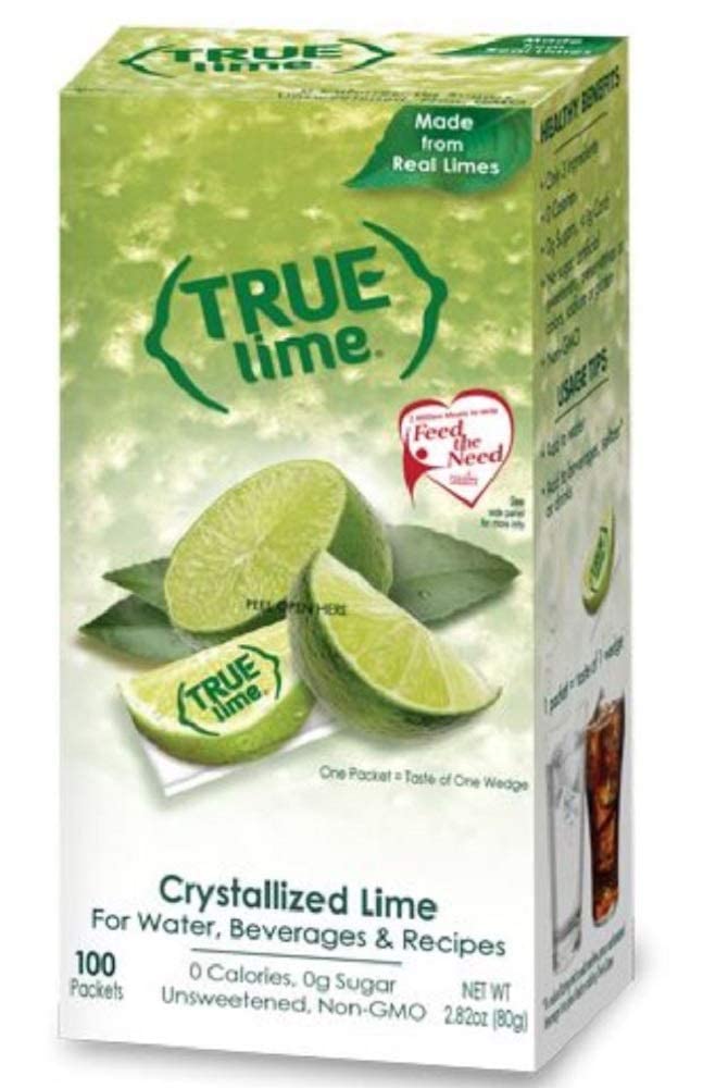 TRUE LIME Water Enhancer, Bulk Dispenser Pack (100 Packets), 0 Calorie Drink Mix Packets For Water, Sugar Free Lime Flavoring Powder Packets, Water Flavor Packets Made with Real Limes(Pack of 1)