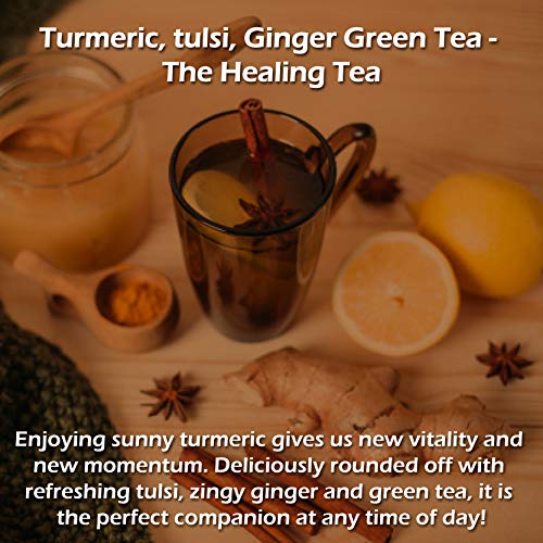 Exotic Aromas Turmeric, Tulsi & Ginger Green Tea (200G serves 100 cups), 100% Whole Leaf Green Tea for Health benefits