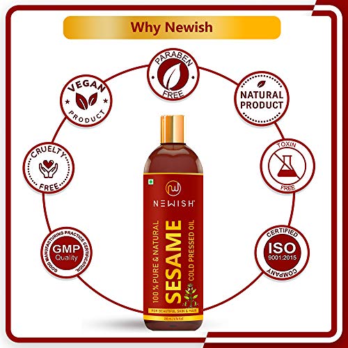 Newish® Cold Pressed Sesame oil for Hair, Skin and Massage (Til Ka Tel / Til Oil) 200ml