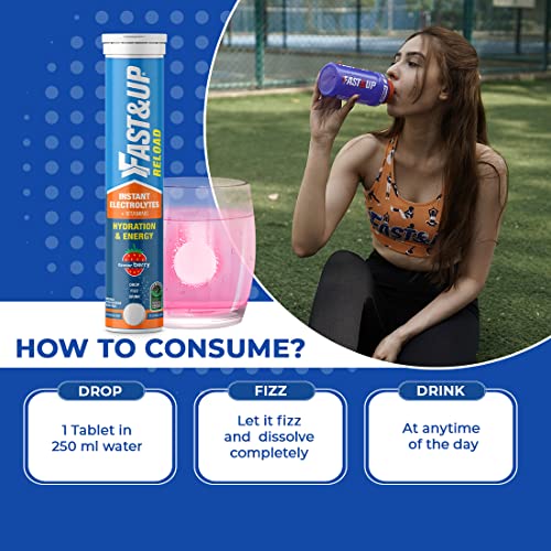 Fast&Up Reload Instant Energy and Hydration Sports Drink - 4 tubes with 20 tablets each - Berry Flavour