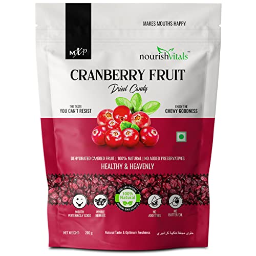 NourishVitals Cranberry Dehydrated Dried Fruit, 200 g (NUVITAL21)
