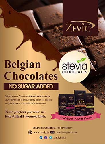 ZEVIC 70% Belgian Sugar Free Dark Keto Chocolate with Orange Zest | Keto & Diabetic Friendly | High in Antioxidants & Vitamin C | Sweetened with Stevia, 40gm (Pack of 9)