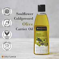 Soulflower Olive Carrier Oil for Moisturizing Skin & Face, Hair Nourishment, Makeup Primer - 100% Pure & Natural Undiluted Coldpressed Oil, 225ml