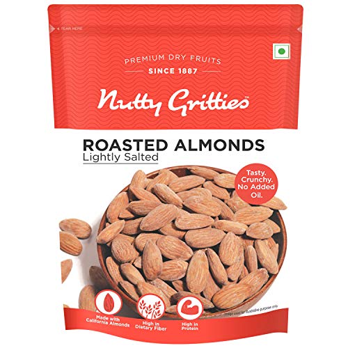 Nutty Gritties California Roasted Almonds, Lightly Salted, Dry Roasted, Non Fried, Zero Oil, Crunchy Healthy Snack - 200g