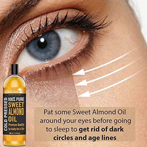 WishCare® Pure Cold Pressed Sweet Almond Oil for Hair Growth and Glowing Skin & Face - 200ml