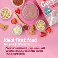 Slurrp Farm Baby Cereal, Ragi, Rice and Strawberry with Milk, Instant Healthy Food, NO Sugar NO Salt, Made with Natural Grains and Dates Powder, 200 g