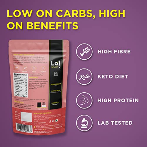 Lo! Low Carb Delights - Keto Bhujia (200g) | Tastiest Keto Bhujia in India | Only 2.7g Net Carb | Keto Snacks for Keto Diet| Low Carb Snacks | Diet Snacks Food | Aloo Bhujia Sev style