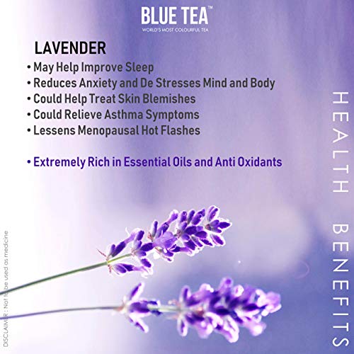 BLUE TEA- Lavender Flowers from Kashmir (30 Cups - 30 Pyramid Tea Bags | For Tea, Baking, Crafts, Sachets, Baths, Aromatherapy, Oil Infusions, Tinctures