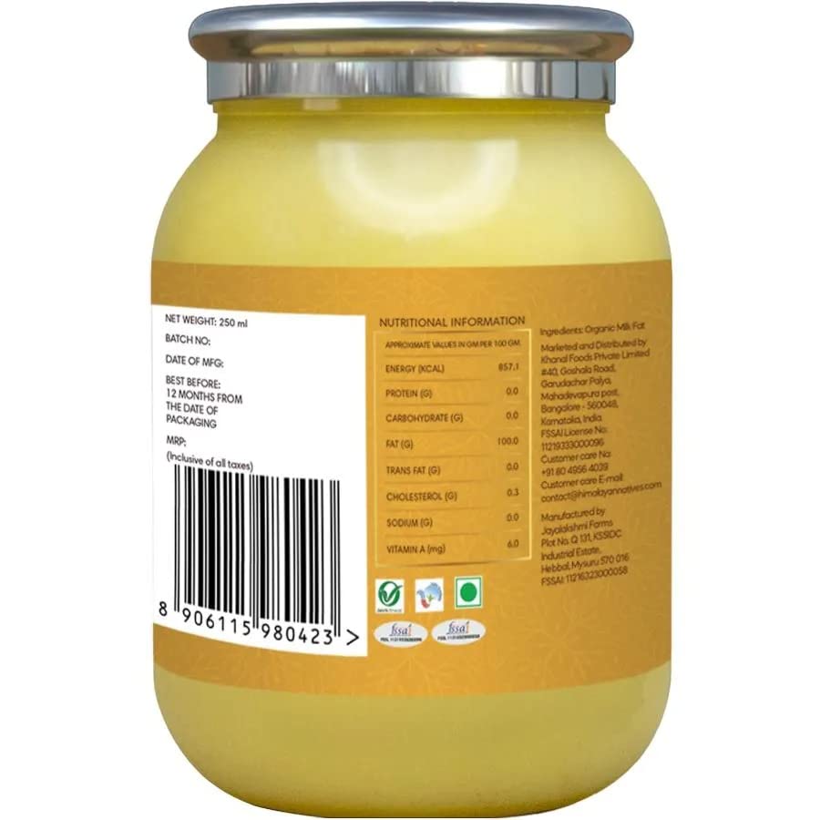 Himalayan Natives Organic Bilona Cow Ghee | 100% Natural Organic Cow Ghee |100% Pure Natural Organic Cow Ghee | Organic Cow Ghee | Quality Cow Ghee 250 ml