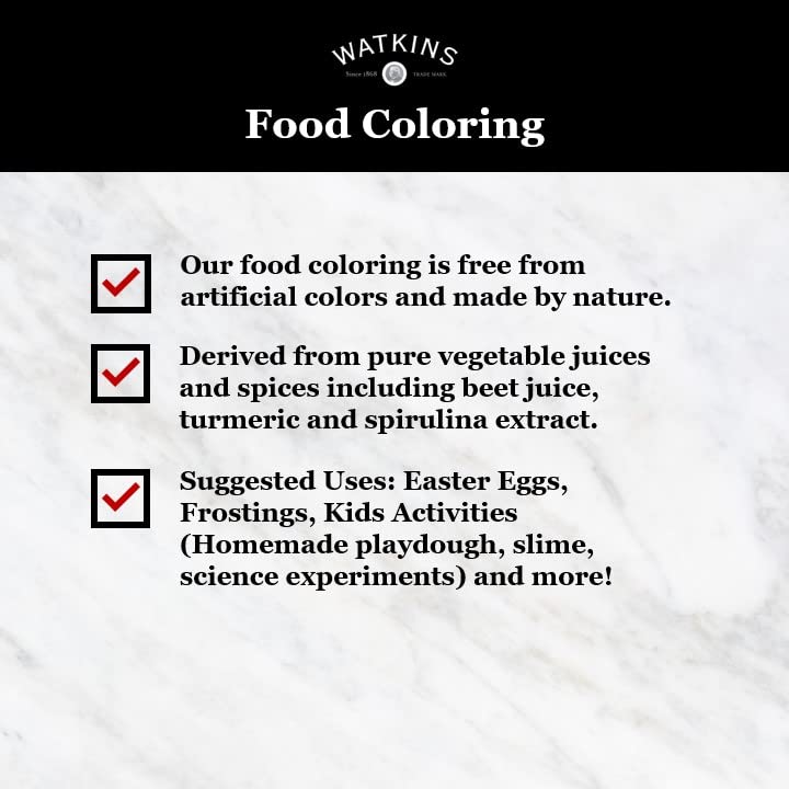Watkins Assorted Food Coloring, 1 Each Red, Yellow, Green, Blue, Total Four .3 oz bottles