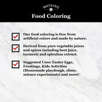 Watkins Assorted Food Coloring, 1 Each Red, Yellow, Green, Blue, Total Four .3 oz bottles