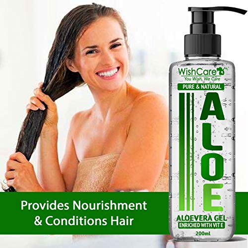 WishCare® Pure & Natural Aloe Vera Gel - 200 Ml - Enriched With Vitamin E - Multipurpose Gel for Skin and Hair