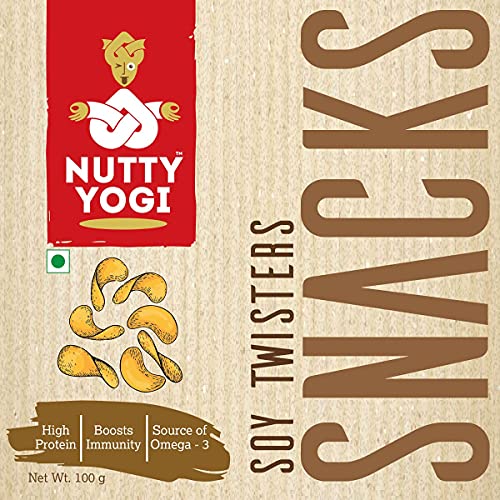 Nutty Yogi Soya Twisters Chips I Soya Sticks I Guilt-free I Crunchy Cracker, 100% Vegan I No Maida, No Sugar I Healthy Snack I Diet Chips in Fresh I (Pack of 2x100 gm)