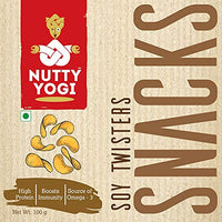 Nutty Yogi Soya Twisters Chips I Soya Sticks I Guilt-free I Crunchy Cracker, 100% Vegan I No Maida, No Sugar I Healthy Snack I Diet Chips in Fresh I (Pack of 2x100 gm)