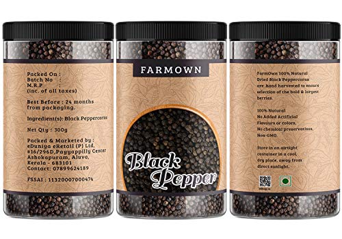 Farmown Black Pepper Whole Peppercorn (300 Grams)