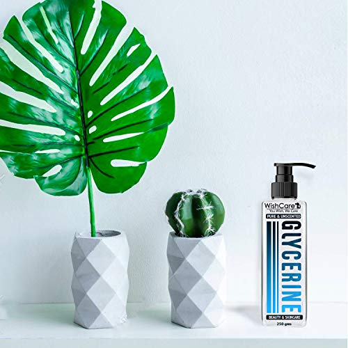 WishCare® Pure & Unscented Glycerine - Pharmaceutical Grade, 100% Vegan, Hypoallergenic - Beauty & SkinCare - 250 Grams