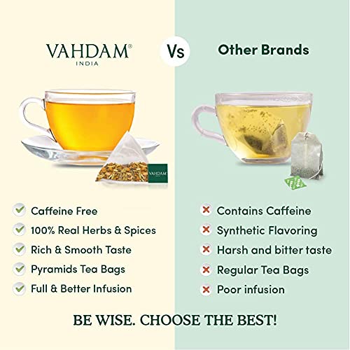 VAHDAM, Pure Mint Herbal Tea (15 Pyramid Tea Bags) Caffeine Free, Non-GMO, USDA Organic Ingredients- Peppermint & Spearmint Tea | Mint Tea Bags, Herbal Detox Tea Packed in Eco-Conscious Tea Bags