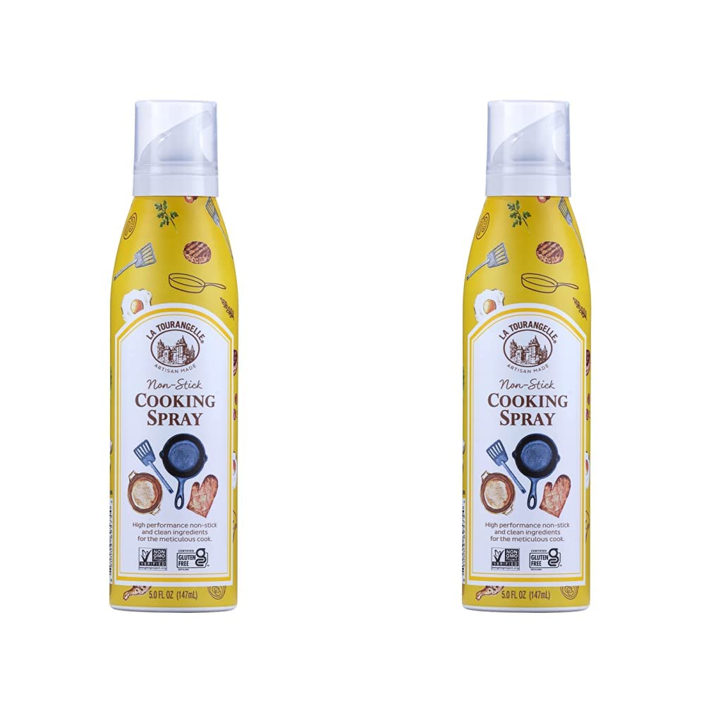 La Tourangelle, Non Stick Cooking Spray, Expeller Pressed Oil, Non Aerosol, For Neutral Flavor, Medium to High Heat, 5 Fl Oz (Pack of 2)
