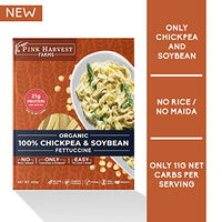 Pink Harvest Farms Chickpea and Soybean Fettuccine Pasta | No Rice - No Maida | Vegan | Gluten Free | High Protein | 200gm Pack