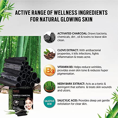 VLCC Activated Bamboo Charcoal Facial Kit, 60 g