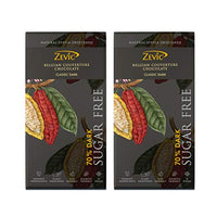Zevic 70% Belgian Sugar Free Dark Chocolate with Stevia, 96 gm - Pack of 2 VEGAN | KETO FRIENDLY | PLANT SWEETENED| GLUTEN-FREE