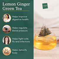 VAHDAM - Organic Ginger Lemon Green Tea -15 Green Tea Bags | Lemon Tea - Rich in Vitamin C | Certified Organic Detox Tea & Ginger Tea Aids Weight Loss