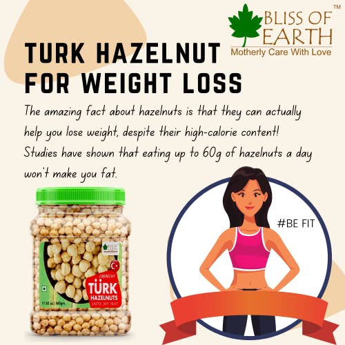 Bliss of Earth 200gm Turkish Hazelnuts, Raw & Dehulled, Healthy & Tasty