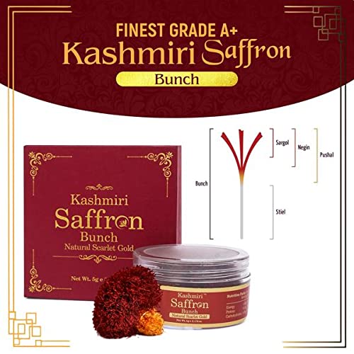 Vedapure A+ Grade Original Kashmiri Saffron/Kesar with Yellow Threads For Pregnant Women, Skin 5 Grams Bunch (Pack of 1)