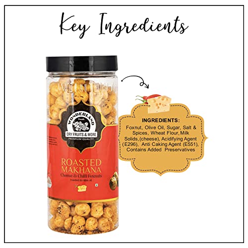 Wonderland Foods - Roasted & Flavoured Cheese-Chilli Makhana (Foxnut) 200g Jar (100gX2)
