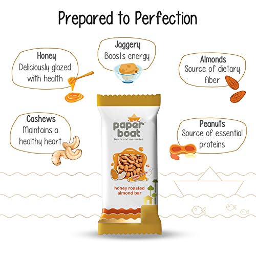 Paper Boat Honey Roasted Almond Bar, No Added Preservatives and Colours | Gajak | Sweets | Gazak (Pack of 10, 25g Each)