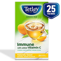 Tetley Green Tea Immune with Added Vitamin C, Reviving Mango, 25 Tea Bags
