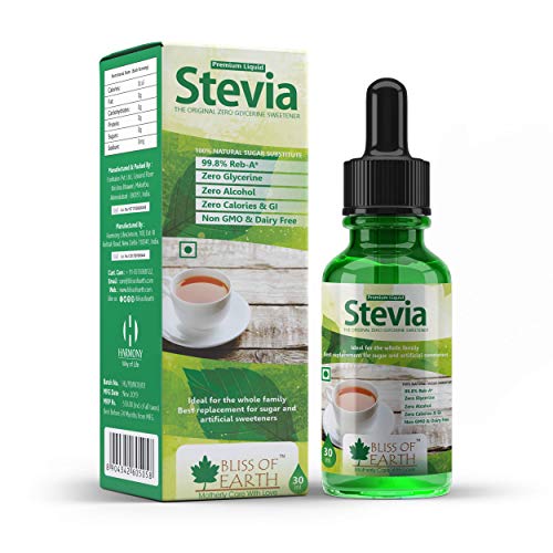 Bliss of Earth 30ml Original 99.8% REB-A Stevia Drops Liquid, New Improved Taste, Zero GI Glycerine Free Keto Sugar Free Sweetener in Glass Bottle