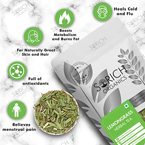 Sorich Organics Lemongrass Herbal Tea - 50 Gm - Organic Whole Loose Leaf Tea | Iced Tea | Good for Skin & Hair | High Antioxidants Tea | Boost Metabolism & Boosting Immunity | Weight Management