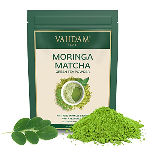 VAHDAM Moringa Matcha Green Tea Powder - POWERFUL SUPERFOODS BLEND (25 Servings) | 100% Certified Japanese Pure Matcha Green Tea for Weight Loss