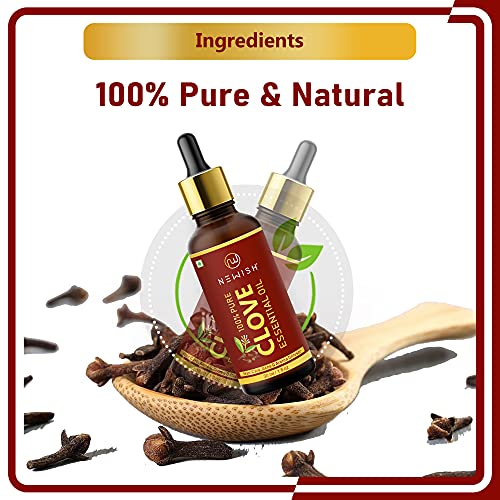 Newish® Pure & Natural Clove Oil for Teeth Pain, Skin & Hair 30ml