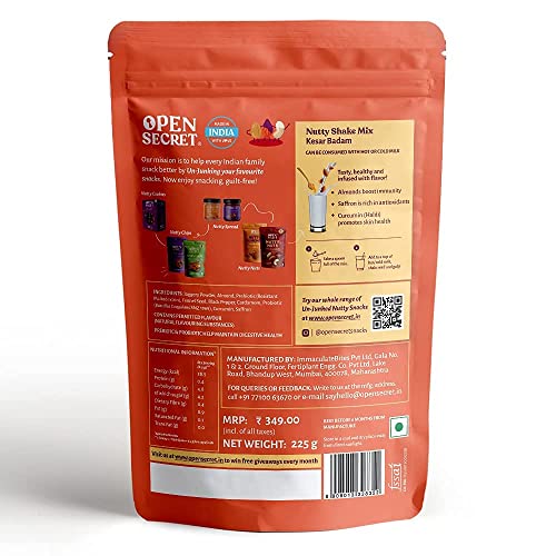 Open Secret Kesar Badam Thandai|Summer Drinks|Nutty Shake Mix|Health Drink|Power blend of Almonds & Jaggery with rich spices - Saffron, Turmeric, Cardamom & Black Pepper|Immunity Boosting Almonds|225g