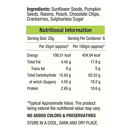 NourishVitals Anti Oxidant Breakfast/Snacks Seed and Fruit Mix (Pumpkin, Raisins, Sunflower, Peach), 150 g (NAUVITAL144)