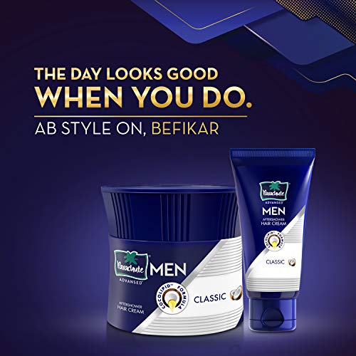 Parachute Advansed Men Aftershower Hair Cream, Classic, Suitable for curly hair, High shine, Mild hold, Contains Coconut milk protein, 100 gm (Pack of 3)