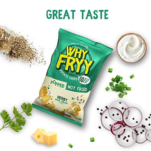WhyFryy Popped Potato Chips I Low Fat Chips I Healthy Snacks I Not Fried I Diet Snacks I Herby Sour Cream Flavour I 5 Packs (175g)