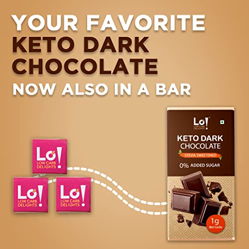Lo! Foods - Dark Keto Chocolates - 80g | Stevia Sweetened | No Added Sugar | Only 1g Of Net Carbs Per Serving | Guilt Free Chocolate for Indulgence | Low Carb Keto Sweets - (40g x Pack of 2)