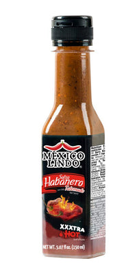 Mexico Lindo Habanero Hot Sauce Xxxtra Hot | 83,200 Scoville Level | Mix of Habanero, Tatemados & Spices | Perfect for Quesadillas, Soups & Nachos | 5 Fl Oz Bottles (Pack of 2)