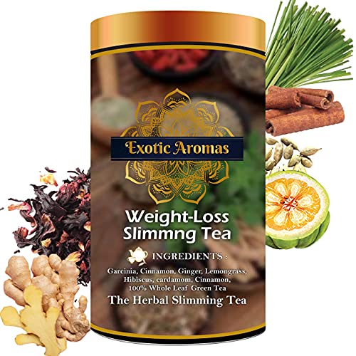 Exotic Aromas Weightloss Tea (50 G Serves 25 cups), Green Tea for weight loss with Garcinia, Cinnamon, Ginger, Lemongrass, Hibiscus.
