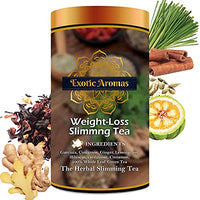 Exotic Aromas Weightloss Tea (50 G Serves 25 cups), Green Tea for weight loss with Garcinia, Cinnamon, Ginger, Lemongrass, Hibiscus.